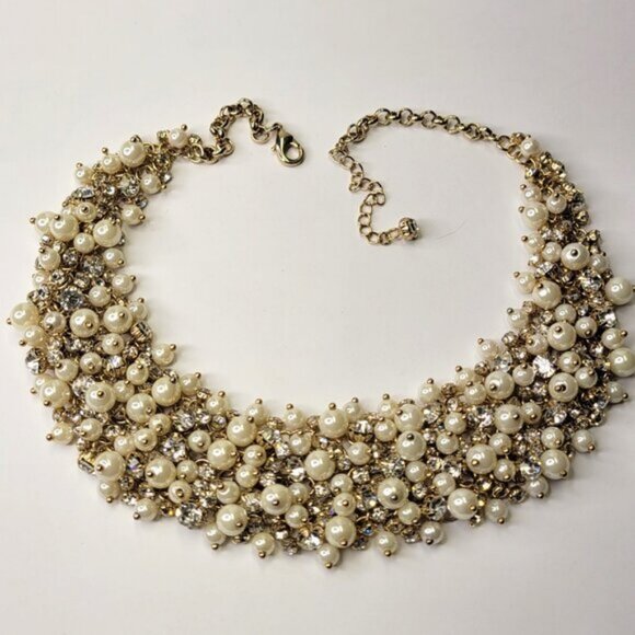 Statement Pearls and Crystal Choker Necklace - Picture 2 of 16